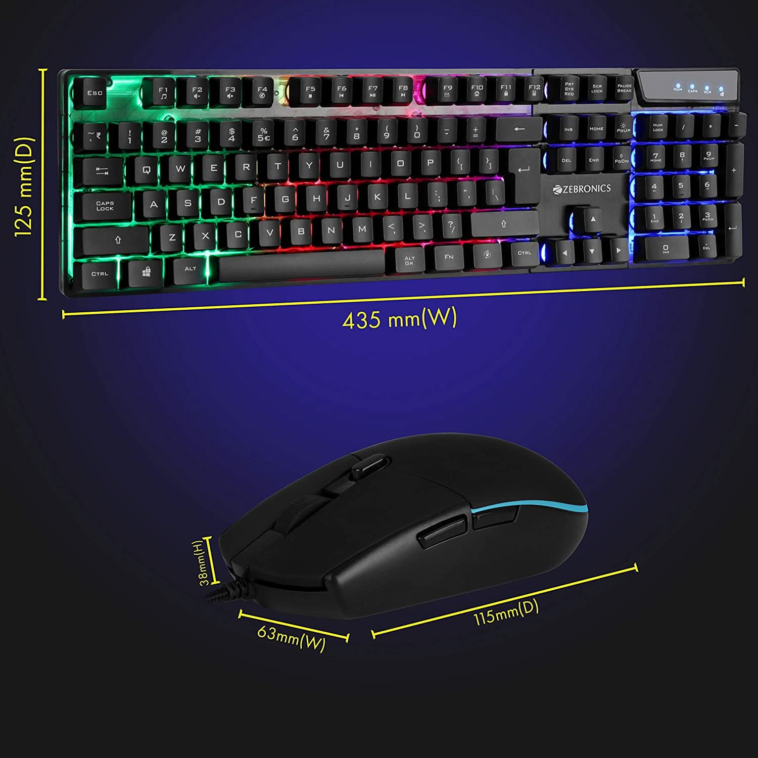 ZEBRONICS ZEB-WAR GAMING KEYBOARD AND MOUSE COMBO