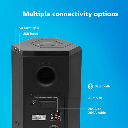 PHILIPS CONVERTIBLE SOUNDBAR MMS8085B, 2.1 CHANNEL WITH MULTIPOINT-CONNECTIVITY OPTION, USB IN, BLUETOOTH CONNECTIVITY 80 WATT, SUPERIOR SOUND, RICH BASS (BLACK)