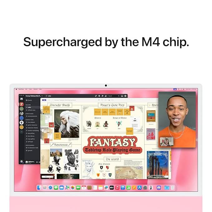 Apple 24-inch iMac with Retina 4.5K display M4 chip with 8 core CPU and 8 core GPU, 16GB, 256GB SSD - Pink