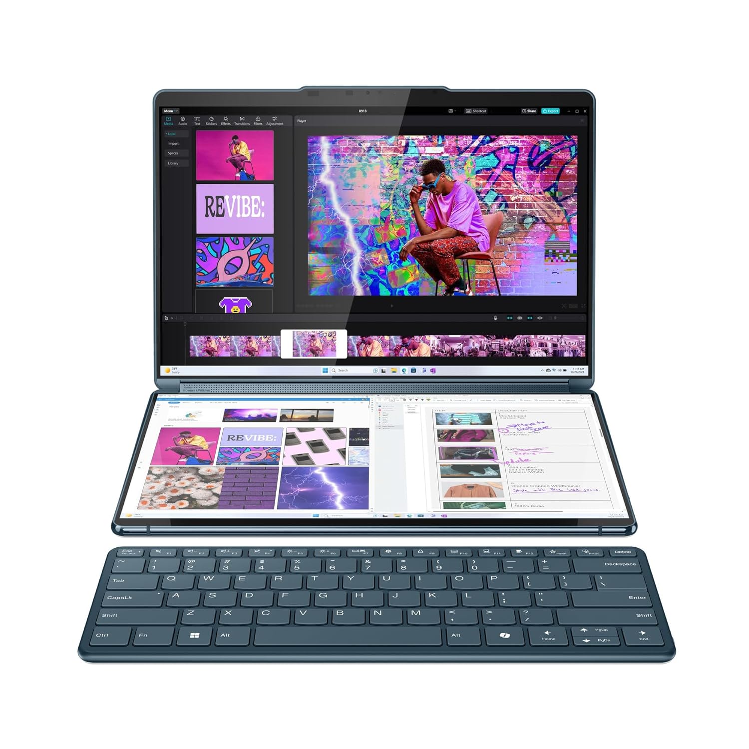 LENOVO YOGA BOOK 9 INTEL EVO CORE ULTRA 7 155U BUILT-IN AI DUAL 13.3 INCH 2.8K OLED DISPLAY (2X33.7CM) WITH PEN+SILENT MOUSE+KEYBOARD |32GB/1TB SSD/WIN 11/MSO 21/5.0MP IR CAMERA/TEAL/1.3KG, 83FF0034IN