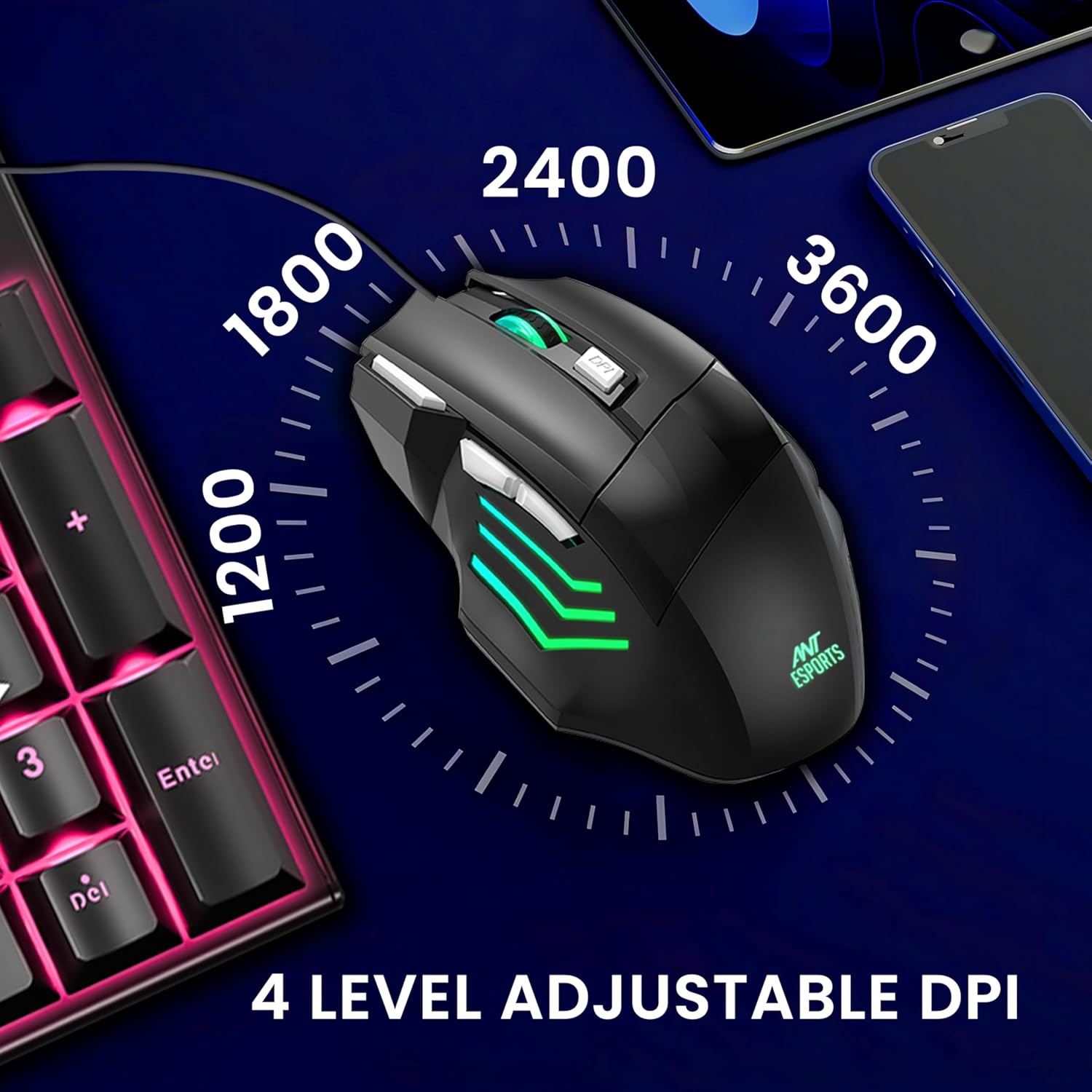 ANT ESPORTS THUNDER 30 WIRED MECHANICAL GAMING KEYBOARD MOUSE COMBO