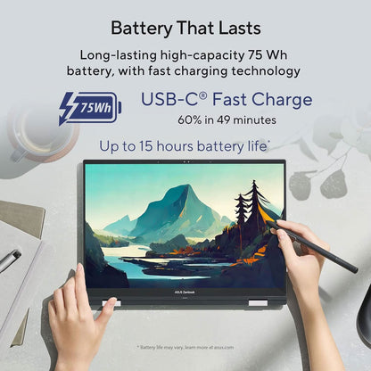 ASUS ZENBOOK 14 FLIP OLED (2023), INTEL CORE EVO I5-1340P 13TH GEN, 14 INCH (35.56 CM) 2.8K 90HZ OLED, THIN & LIGHT LAPTOP (16GB/512GB SSD/WINDOWS 11/OFFICE 2021/75WHR/SILVER/1.5 KG) UP3404VA-KN543WS