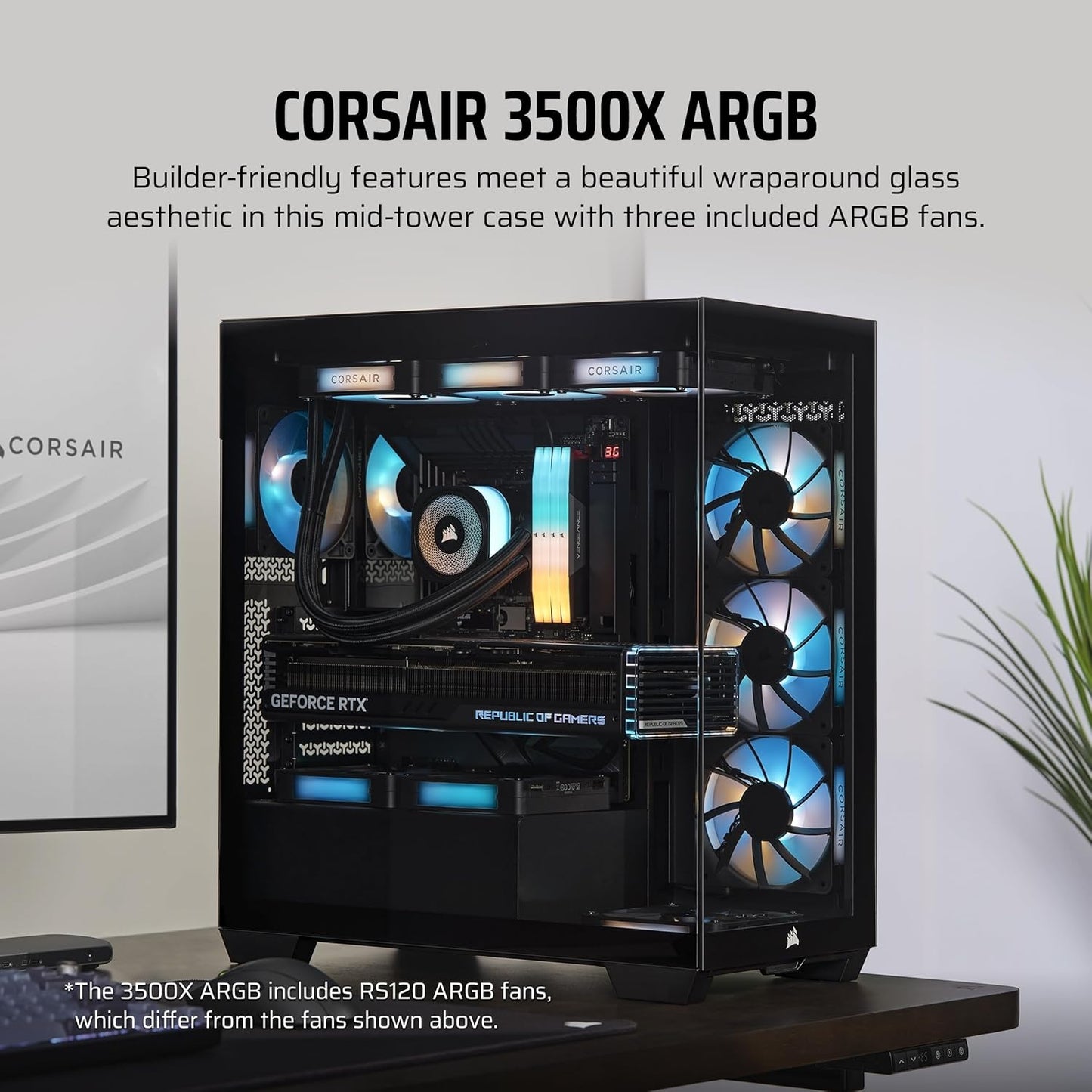 CORSAIR 3500X ARGB TEMPERED GLASS MID-TOWER, BLACK