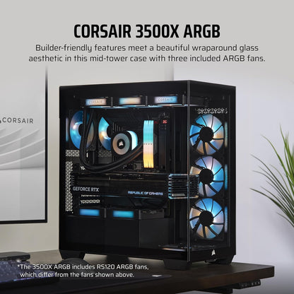 CORSAIR 3500X ARGB TEMPERED GLASS MID-TOWER, BLACK