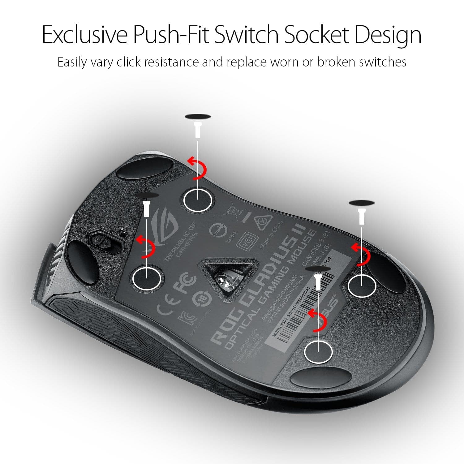 ASUS ROG Gladius 2 Wired Ergonomic RGB Optical Gaming Mouse ( ROG-GLADIUS-II ) ( 12000DPI / 6 Macro Buttons ) ( Black )