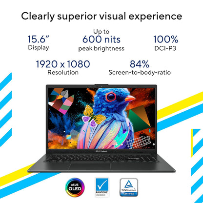ASUS VIVOBOOK GO 15 OLED (2023), INTEL CORE I3-N305, 15.6" (39.62 CMS) FHD OLED, THIN AND LIGHT LAPTOP (8GB/512GB SSD/WINDOWS 11/OFFICE 2021/BACKLIT KB/BLACK/1.63 KG), E1504GA-LK322WS