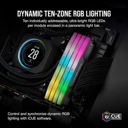 CORSAIR VENGEANCE RGB DDR5 64GB (2X32GB) DDR5 6000MHZ CL40 GRAY (CMH64GX5M2B6000Z40)