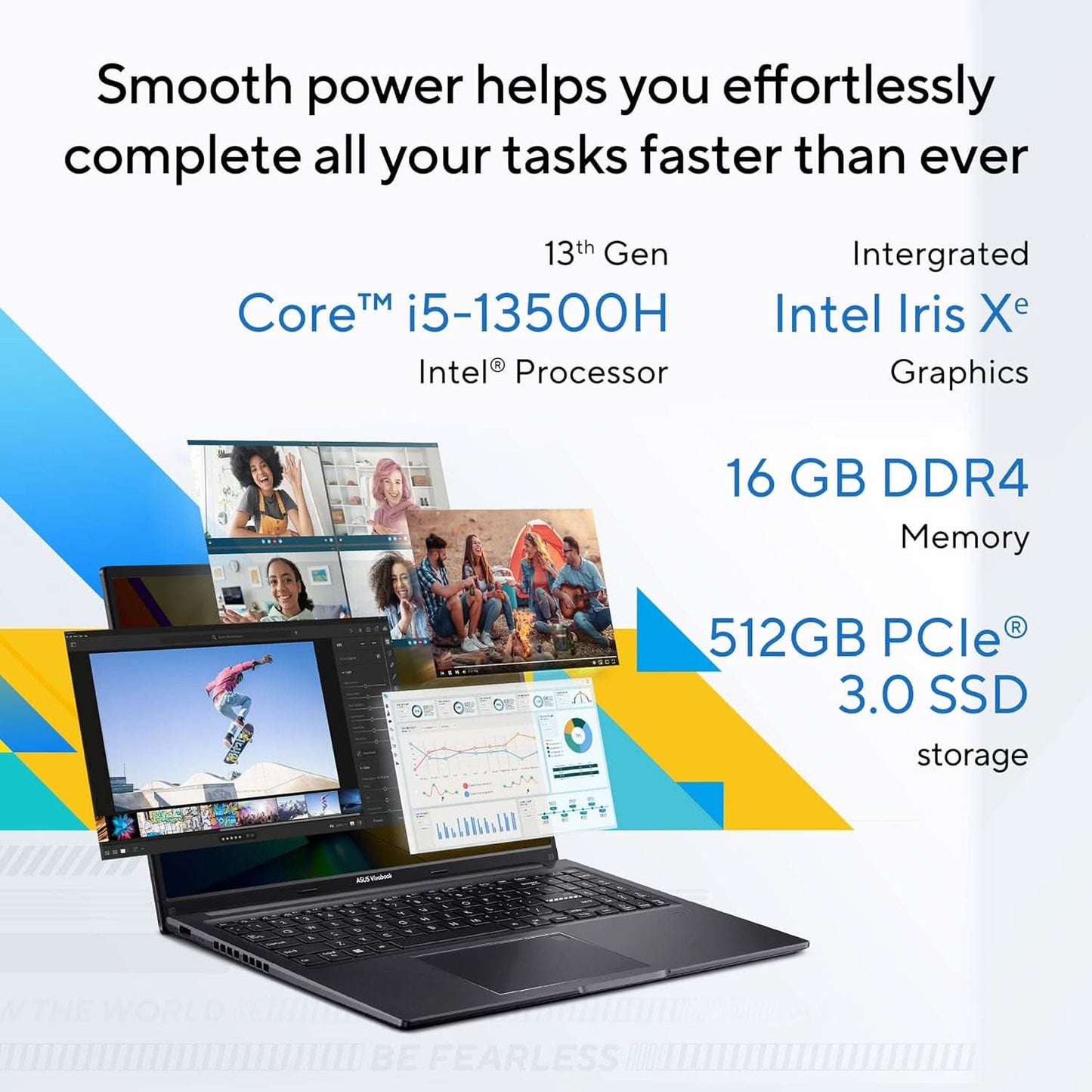 ASUS VIVOBOOK 16 (2023), INTEL CORE I5-13500H 13TH GEN, 16 INCH (40.64 CM) FHD+, THIN & LIGHT LAPTOP (16GB/512GB SSD/INTEL IRIS X?/WIN 11/OFFICE 2021/BACKLIT KB/FINGERPRINT/BLACK/1.88 KG), X1605VA-MB541WS