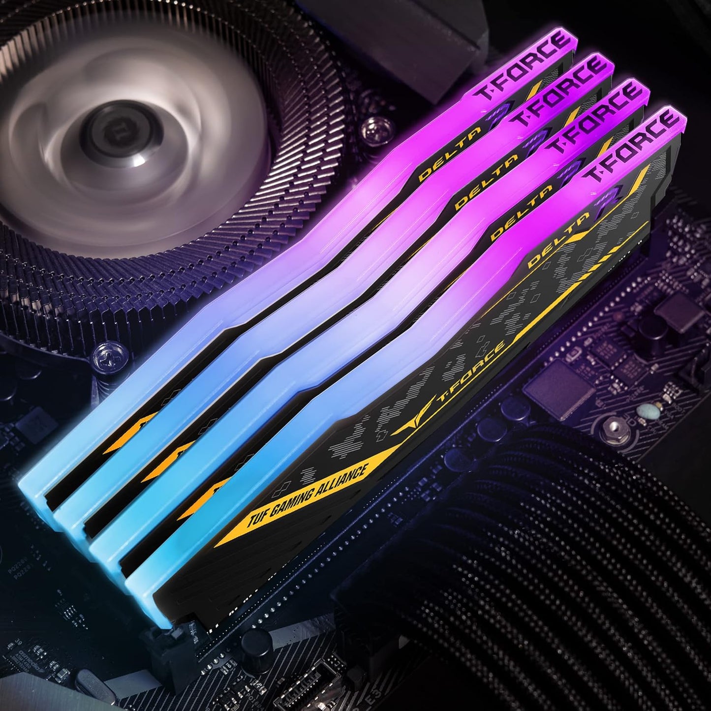 TEAMGROUP T-FORCE DELTA RGB TUF 32GB (16GBX2) DDR4 3200MHZ YELLOW DESKTOP RAM