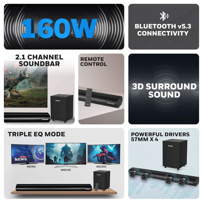 HONEYWELL TRUENO U2000 160W SOUNDBAR WITH SUBWOOFER