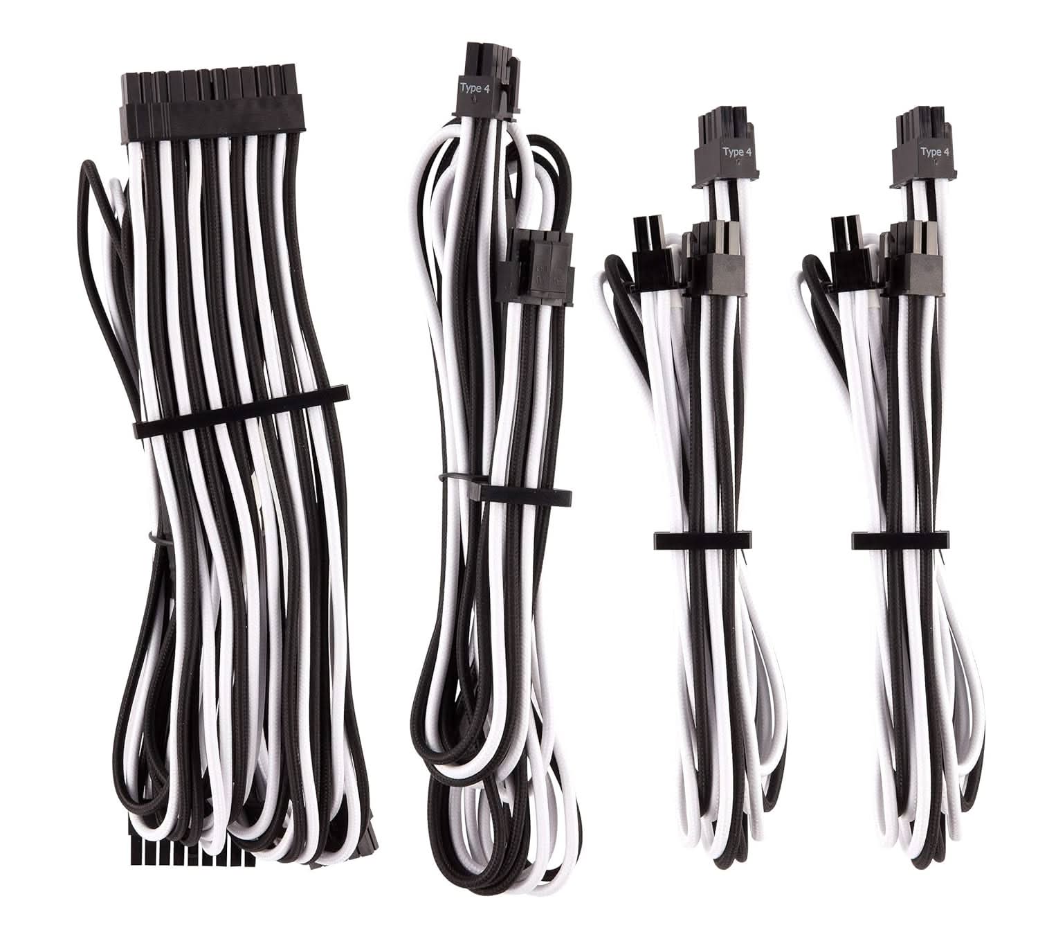 CORSAIR PREMIUM INDIVIDUALLY SLEEVED DC CABLE STARTER KIT TYPE 4 (GENERATION 4) WHITE/BLACK