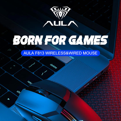 AULA F813 WIRED AND WIRELESS RGB GAMING MOUSE BLACK