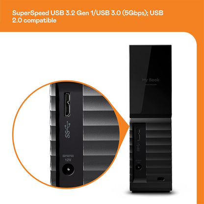 WESTERN DIGITAL 22TB MY BOOK DESKTOP EXTERNAL HARD DISK DRIVE WDBBGB0220HBK-NA