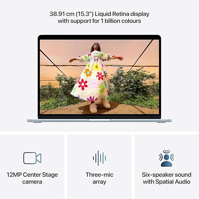 Apple 15-inch MacBook Air M5 chip with 10 core CPU and 10 core GPU, 24GB, 1TB SSD - Sky Blue