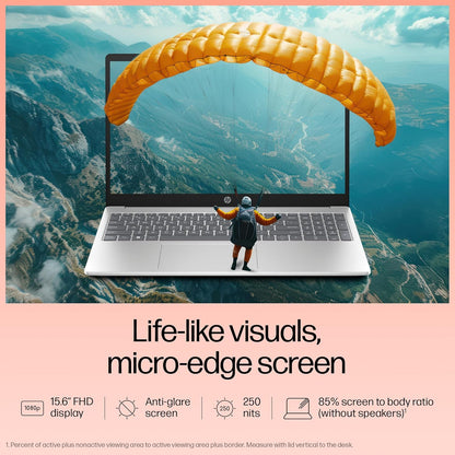 HP 15, 13TH GEN INTEL CORE I5-1334U (16GB DDR4, 1TB SSD) FHD, ANTI-GLARE, MICRO-EDGE, 15.6''/39.6CM, WIN11, M365(1YR) OFFICE24, SILVER, 1.59KG, FD0552TU, IRIS XE, FHD CAMERA W/SHUTTER, BACKLIT LAPTOP