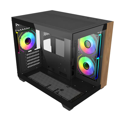 COOLER MASTER ELITE 481 WOOD COMPUTER CASE ARGB BLACK