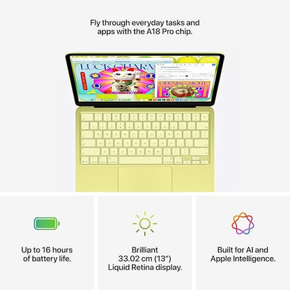 Apple 13-inch MacBook Neo: Apple A18 Pro chip with 6 core CPU and 5 core GPU, 8GB, 256GB SSD - Citrus