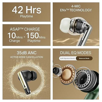 Boat Airdopes 141 Elite ANC TWS Ear Buds Wireless Earphones with mic (Green)