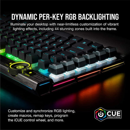 CORSAIR K100 RGB OPTICAL-MECHANICAL GAMING KEYBOARD BACKLIT RGB LED CORSAIR OPX BLACK PBT KEYCAPS CH-912A01A-NA