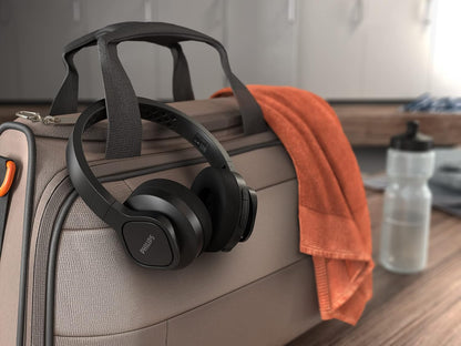 PHILIPS AUDIO TAA4216 ON-EAR SPORTS BLUETOOTH HEADPHONES WITH IP55 DUST/WATER PROTECTION, 35 HOURS PLAY TIME, COOLING & WASHABLE EAR CUPS, QUICK CHARGE, 40 MM DRIVERS AND BUILT-IN MIC (BLACK)