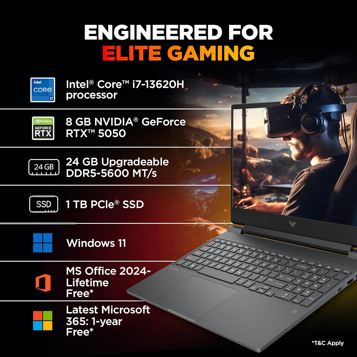 HP VICTUS 15 FA2309TX [CI7-13620H/24GB/1TB SSD/WIN11 HOME+MS24/15.6"/8GB-RTX5050 GRAPHICS/1 YEAR(S)/BLUE]