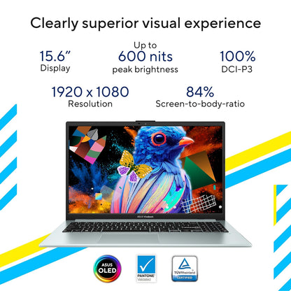 ASUS VIVOBOOK GO 15 OLED (2023), INTEL CORE I3-N305, 15.6" (39.62 CMS) FHD OLED, THIN AND LIGHT LAPTOP (8GB/512GB SSD/WINDOWS 11/OFFICE 2021/BACKLIT KB/GREY/1.63 KG), E1504GA-LK323WS