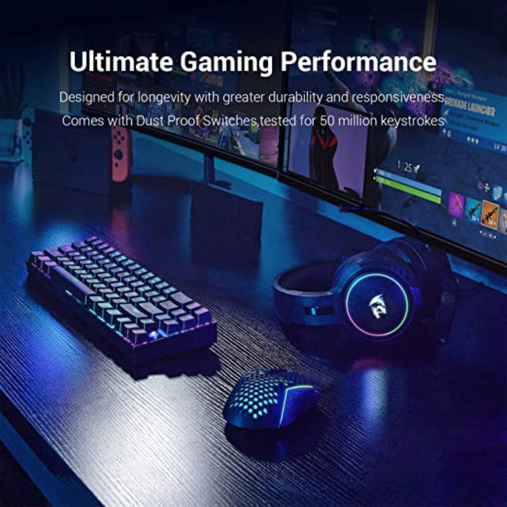 REDRAGON Deimos K599 60% RGB Mechanical Wireless Gaming Keyboard ( Black ) ( Red Switch )