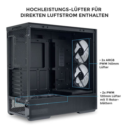 LIAN LI LANCOOL 207 MID-TOWER ATX GAMING CABINET - BLACK (G99.LAN207RX.IN)