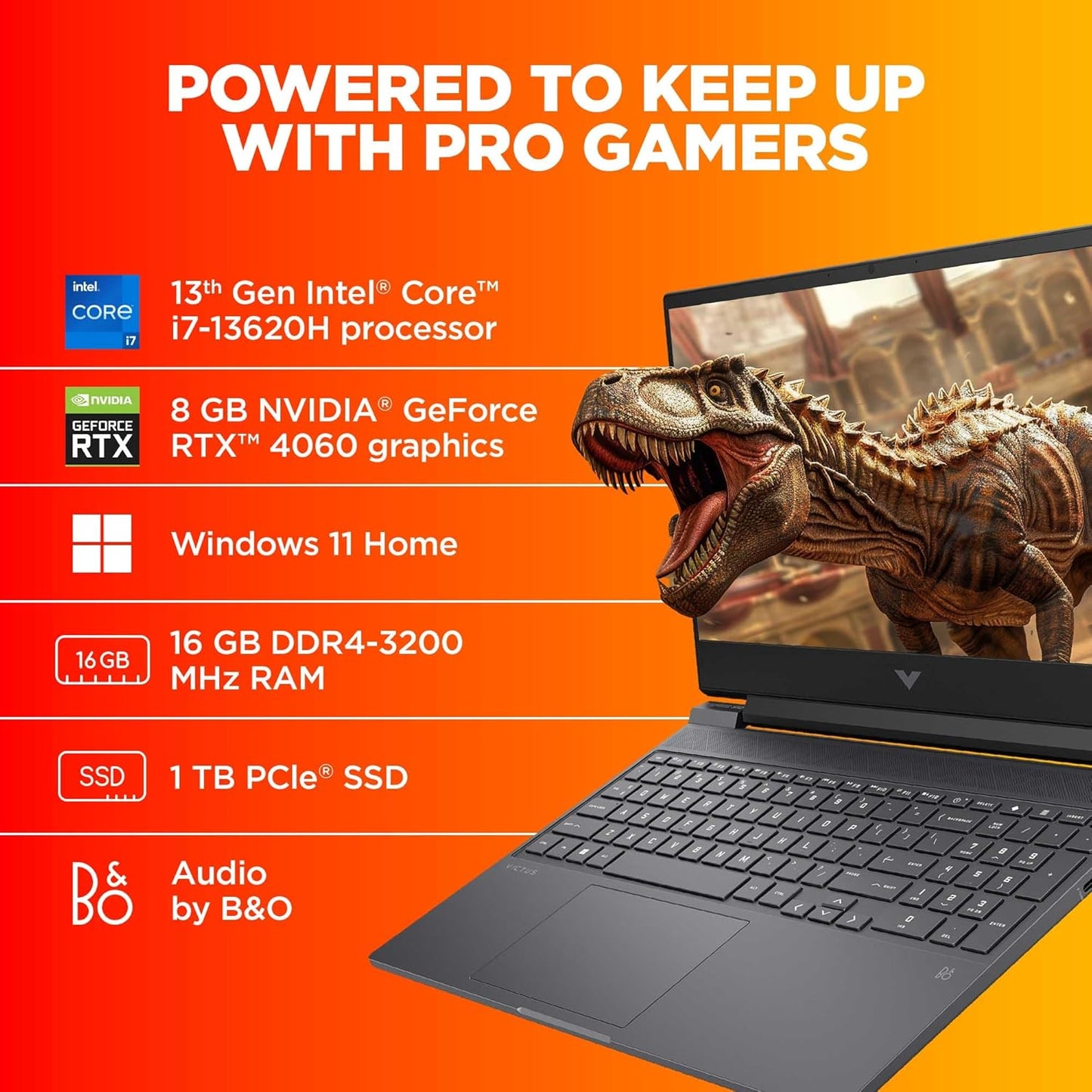 HP VICTUS 15 FA1333TX [CI7-13620H 13TH GEN/16GB/1TB SSD/WIN11 HOME+MSO/15.6 INCH/8GB-RTX4060 GRAPHICS /1 YEAR(S)/BLACK]
