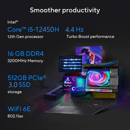 ASUS CREATOR SERIES VIVOBOOK 16X 2023, INTEL CORE I5-12450H 12TH GEN, 16.0-INCH FHD+ 120HZ, CREATOR/GAMING LAPTOP (16GB/512GB SSD/NVIDIA GEFORCE RTX 2050/WIN11/FP/BLACK/1.80 KG),K3605ZF-MB541WS
