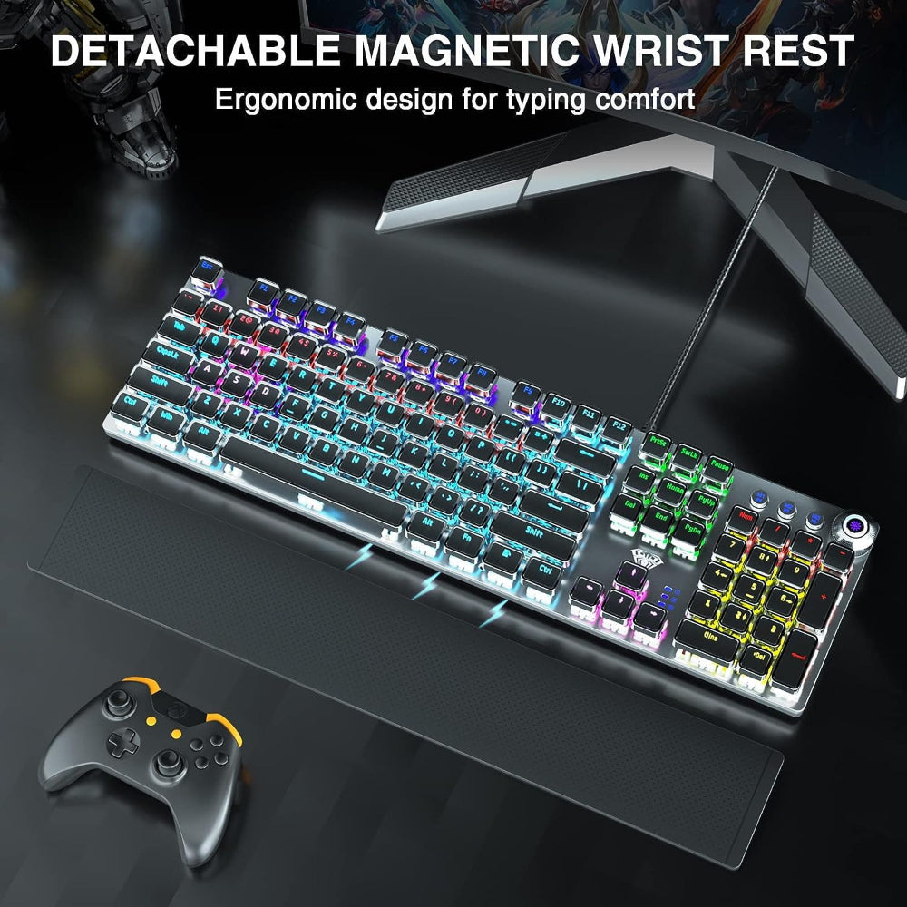AULA F2088 Full Size Wired Mechanical Gaming keyboard ( Black ) ( Blue Switch ) ( F2088B )