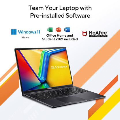 ASUS VIVOBOOK 16 (2023), AMD RYZEN 7 7730U, 16 INCH (40.64 CM) WUXGA, THIN & LIGHT LAPTOP (16GB/512GB SSD/WINDOWS 11/OFFICE 2021/ALEXA BUILT-IN/BACKLIT KB/FP SENSOR/INDIE BLACK/1.88 KG), M1605YA-MB741WS