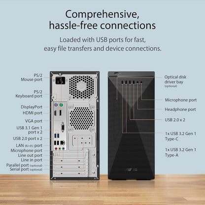 ASUS S501ME, CONSUMER TOWER PC, 13TH GEN, INTEL CORE I5-13400, (8GB/512GB PCIE SSD /WINDOWS 11 HOME/OFFICE 2021) S501ME-513400054WS