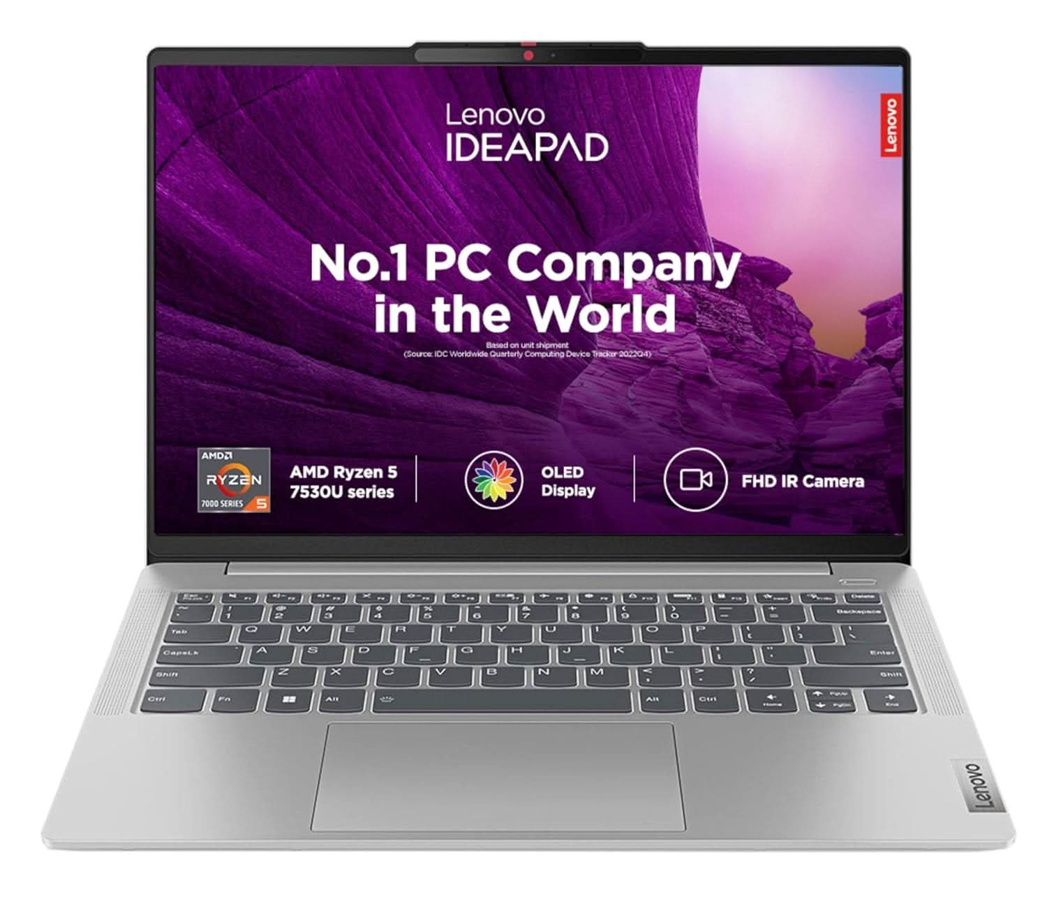 LENOVO IDEAPAD SLIM 5 AMD RYZEN 5 7530U 14 INCH (35.5CM) WUXGA OLED LAPTOP (16GB/1TB SSD/WIN 11/OFFICE 2021/BACKLIT KB/FHD CAMERA/ALEXA/3 MONTH GAME PASS/ARCTIC GREY/1.46KG), 82XE007DIN