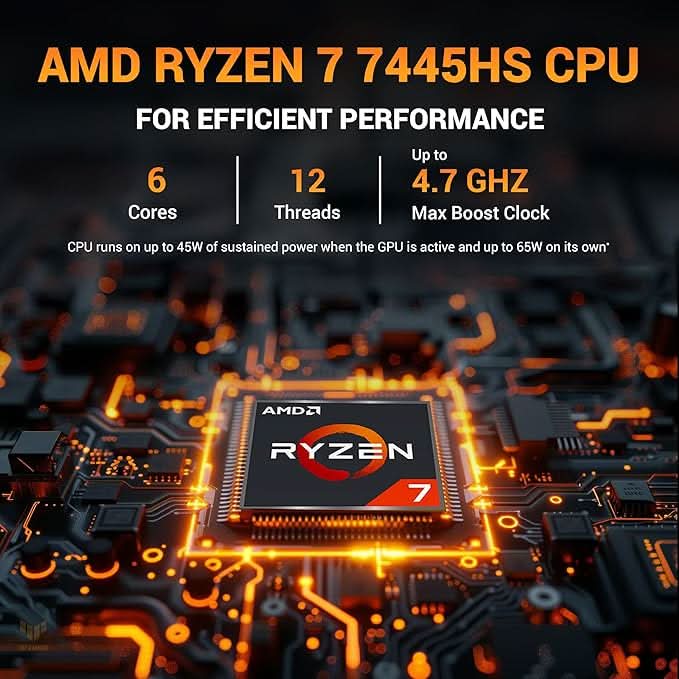 ASUS TUF A15 (2025) AMD Ryzen 7 7445HS,Gaming Laptop,RTX 3050-4GB,75W TGP,16GB RAM (Upgradeable Upto 64GB) 1TB SSD,FHD,15.6",144Hz,48Whrs,M365 Basic (1Year),Office 2024,Black,FA506NCG-HN251WS