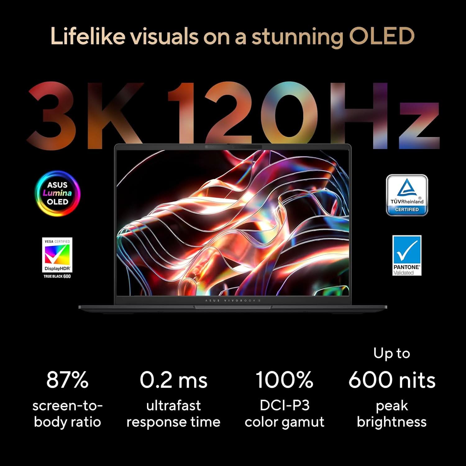 ASUS VIVOBOOK S 14 OLED, 3K OLED 16:10, 120HZ 400 NITS, AMD RYZEN AI 9 HX 370 PROCESSOR 2.0GHZ, BUILT-IN AI (24GB RAM/512GB SSD/WINDOWS 11/OFFICE 2021/NEUTRAL BLACK/1.3 KG), M5406WA-PP961WS