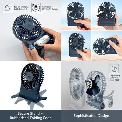 ARCTIC Summair 2Go (Dark Blue) - Rechargeable Powerful Handheld Fan
