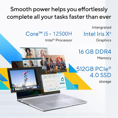 ASUS VIVOBOOK 16, EVERYDAY LAPTOPS, INTEL CORE I5-12500H (16GB/512GB/INTEL IRIS XE GRAPHICS/16.0 INCH WUXGA/WINDOWS 11 HOME) X1605ZAC-MB541WS