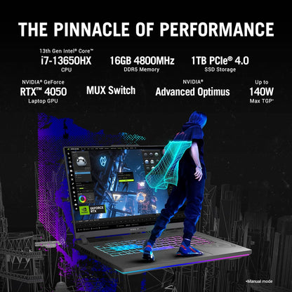 ASUS 2023- STRIX G16 G614JU-N3200WS [CI7-13650HX 13TH GEN/16GB/1TB SSD/WIN11 HOME+MSO/16.0 INCH/6GB-RTX4050 GRAPHICS /1 YEAR(S)/GREY]