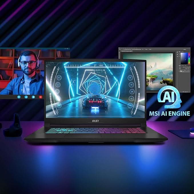 MSI KATANA A17 AI AMD RYZEN 9 OCTA CORE 8945HS - (16 GB/1 TB SSD/WINDOWS 11 HOME/8 GB GRAPHICS/NVIDIA GEFORCE RTX 4070) KATANA A17 AI B8VG-868IN GAMING LAPTOP (17.3 INCH, BLACK, 2.7 KG)