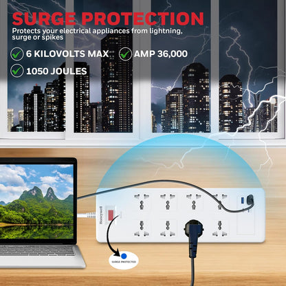 HONEYWELL (8 SOCKET+2 USB+ 2 TYPE-C) SURGE PROTECTOR