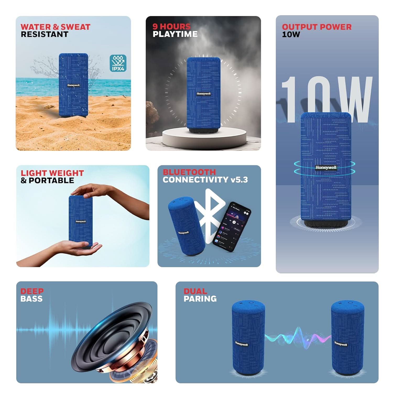HONEYWELL SUONO P300 10W 5.3 BLUETOOTH SPEAKER BLUE