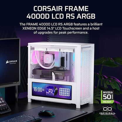 Corsair Chassis Frame 4000D LCD RS ARGB Premium Mid-Tower PC Case without PSU White - CC-9011327-WW