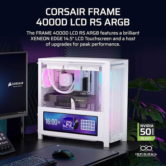 Corsair Chassis Frame 4000D LCD RS ARGB Premium Mid-Tower PC Case without PSU White - CC-9011327-WW