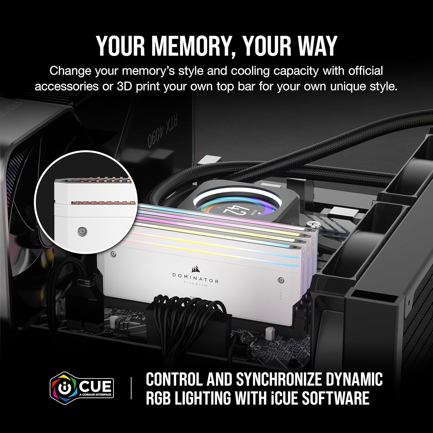 CORSAIR MEMORY CMP32GX5M2B6000C30W DOMINATOR TITANIUM 2 32GB (2 X 16GB) DDR5 6000 CL30-36-36-76 1.40V INTEL XMP MEMORY - WHITE