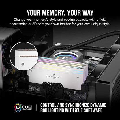 CORSAIR DOMINATOR TITANIUM RGB 96GB (2X48GB) 6600MHZ DDR5 CL32 INTEL XMP WHITE CMP96GX5M2B6600C32W