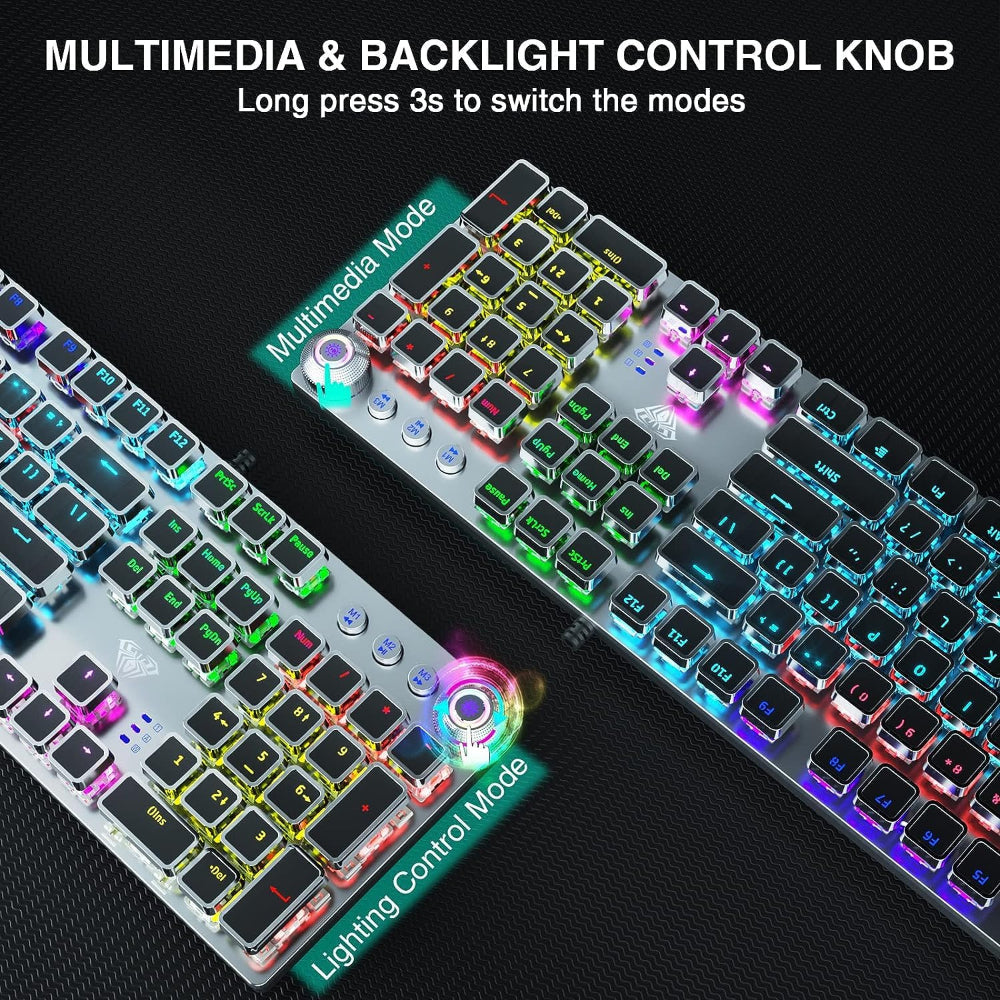 AULA F2088 Full Size Wired Mechanical Gaming keyboard ( Black ) ( Blue Switch ) ( F2088B )