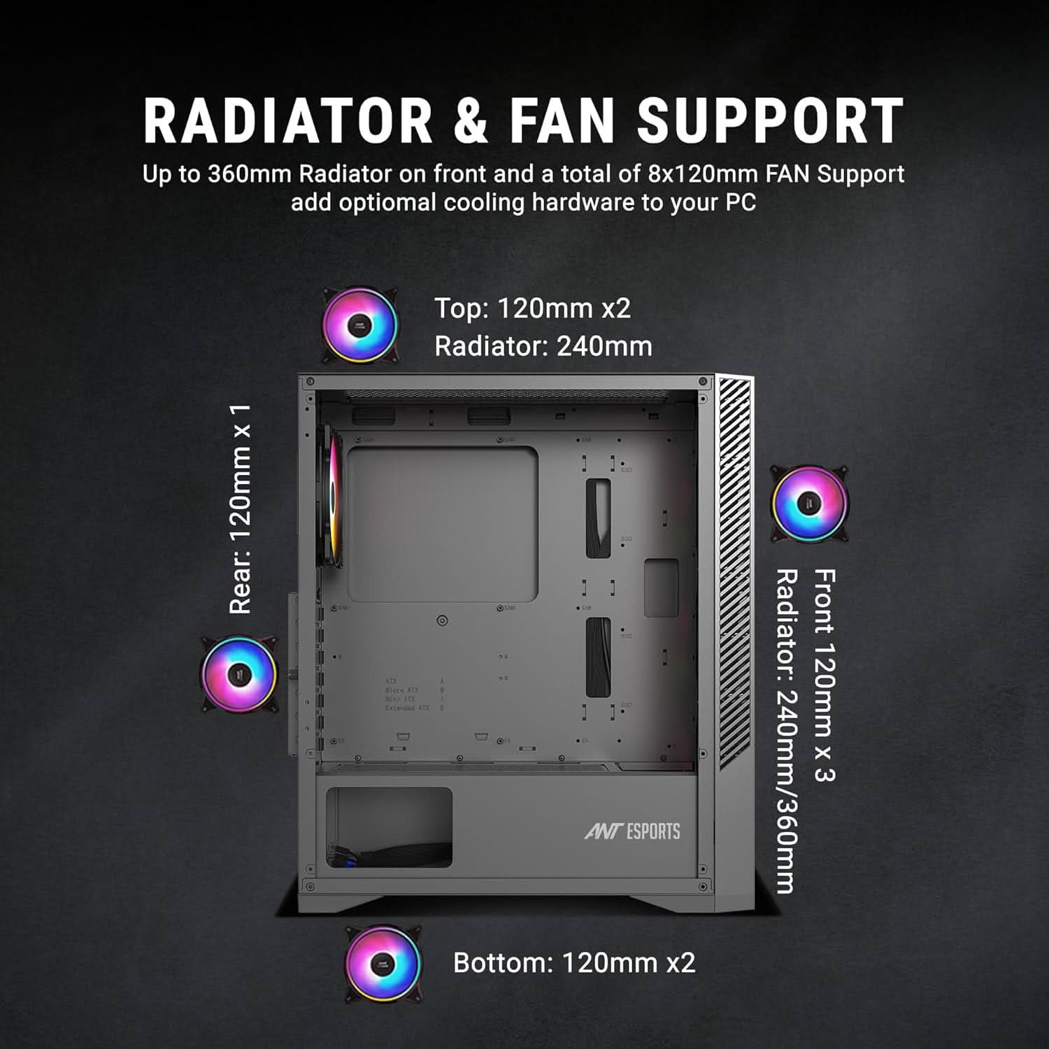 ANT ESPORTS ICE 270G 6F ARGB ATX MID TOWER CABINET