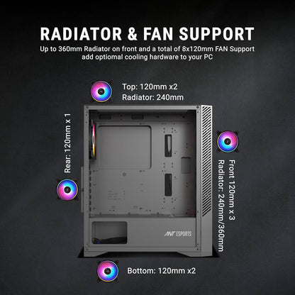 ANT ESPORTS ICE 270G 6F ARGB ATX MID TOWER CABINET