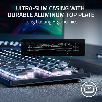 RAZER DEATHSTALKER V2 PRO TENKEYLESS - WIRELESS LOW PROFILE OPTICAL GAMING KEYBOARD (LINEAR RED SWITCH) RZ03-04370100-R3M1
